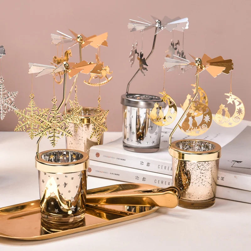 CAROUSEL Rotating Candle Stick Holder